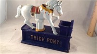 Vintage trick pony cast iron bank 


Horse has