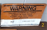 Vtg Retired ATT WARNING Telephone Cable Metal Sign