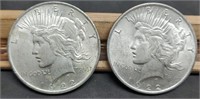 (2) 1922 Peace Silver Dollars, Both MS64