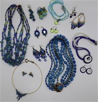 Blue Crystal & Stone Costume Jewelry