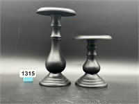 Black wooden candle stands 6" & 9"