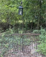 Metal Fence Piece with Shepherds Hook and Lantern
