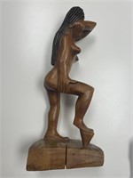 African CAaved Wood Nude Woman Sculpture