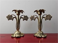 Pair of Brass Italian Candlestick Holders