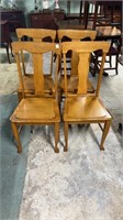 Set of Four Oak T Back Chairs