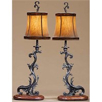Pair Rococo Brass Lamps