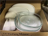 10 pc corningware set 4 casseroles, 2 glass lids