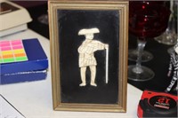 A Bone Carved Figure on Frame