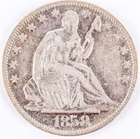 Coin 1858-O No Motto Liberty Seated ½ Dollar Nice