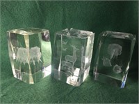 3- Laser Etched Glass Paperweights