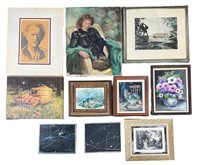 Lot of Unsearched Art- Paintings, Etching, Prints