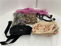 3 Scarves With Purse And Satchel