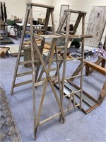 2 Wooden Step Ladders 67"H