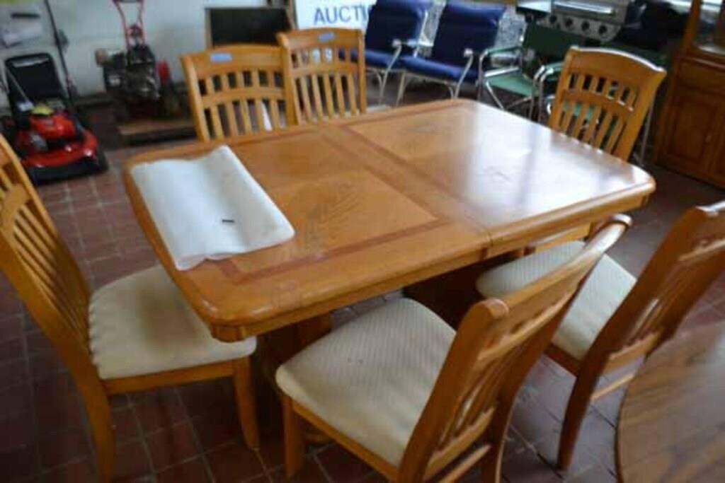 Oak Dining Table & 6 Chairs & China Cabinet