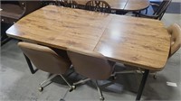 MCM DINING TABLE W/ CHROME ACCENT & 3 CHAIRS