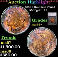 ***Auction Highlight*** 1880-s Morgan Dollar Rainb