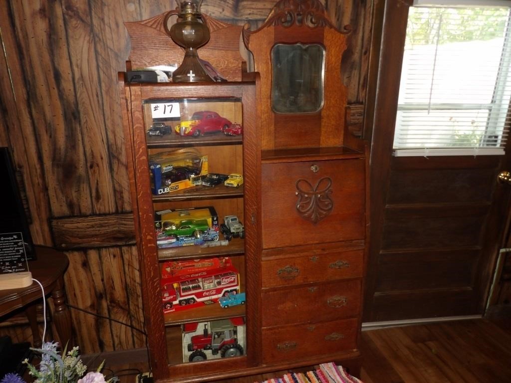 antique oak drop front secretary