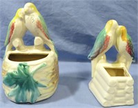 MORTON POTTERY LOVE BIRD PLANTERS 2 PC LOT