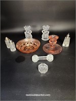 Crystal & Depression Glass Lot-Candle Holders,
