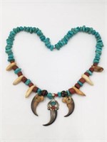 Necklace with Native American Bear Claw Pendant.