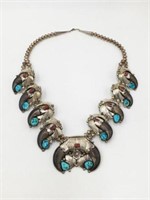 Native American Indian Squash Blossom Necklace.