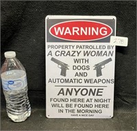 REPOP WARNING "CRAZY WOMAN" METAL SIGN