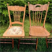 2 Oak Dining Chairs Antique