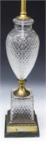 LARGE DIAMOND CUT CRYSTAL SINGLE LIGHT TABLE LAMP