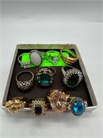 Lot of 11 Costume Jewelry Rings