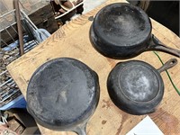 Lot of 3 Cast Iron Pans