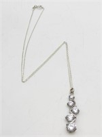 925 Sterling Silver & CZ Pendant Necklace