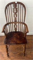 Antique Oak primitive Windsor arm chair