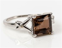 Jewelry Sterling Silver Smoky Topaz Cocktail Ring