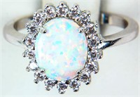 Jewelry Sterling Silver Opal Cocktail Ring