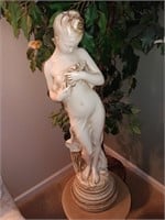 Vintage Marwal statue lady with bird 28" tall