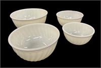(4) Pc Vintage Ivory Swirl Fire King Mixing Bowls