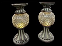 Pair Lighted Candle Holders