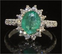 14kt Gold 2.48 ct Emerald & Diamond Ring