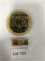 Pair of JFK Kennedy for President Flasher Pins