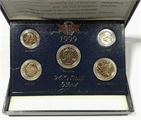 1999  24-Kt Gold Plated  5 coin year set