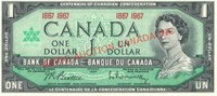 CANADIAN 1867-1967 CENTENNIAL DOLLAR BILL