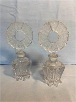 Pair Pressed Glass Perfume Bottles