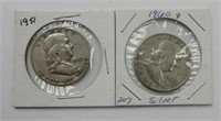 1951 & 1960-D Franklin Half Dollars