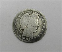 1902 Barber .90% Silver Quarter