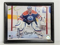 Framed Oilers Goalie Photo, Signed