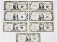 (7) 1935 $1 Silver Certificates A - G