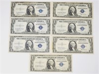(7) 1935 $1 Silver Certificates A - G