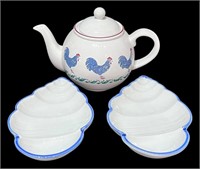 Ceramic Tea Pot & Leaf Dishes