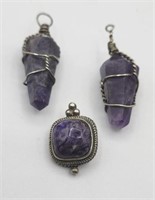 Amethyst Crystal Pendants And Purple Stone