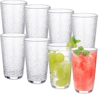 Plastic Drinking Glasses (Set of 8), 17oz